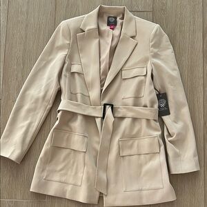 Vince Camuto Beige Belted Blazer